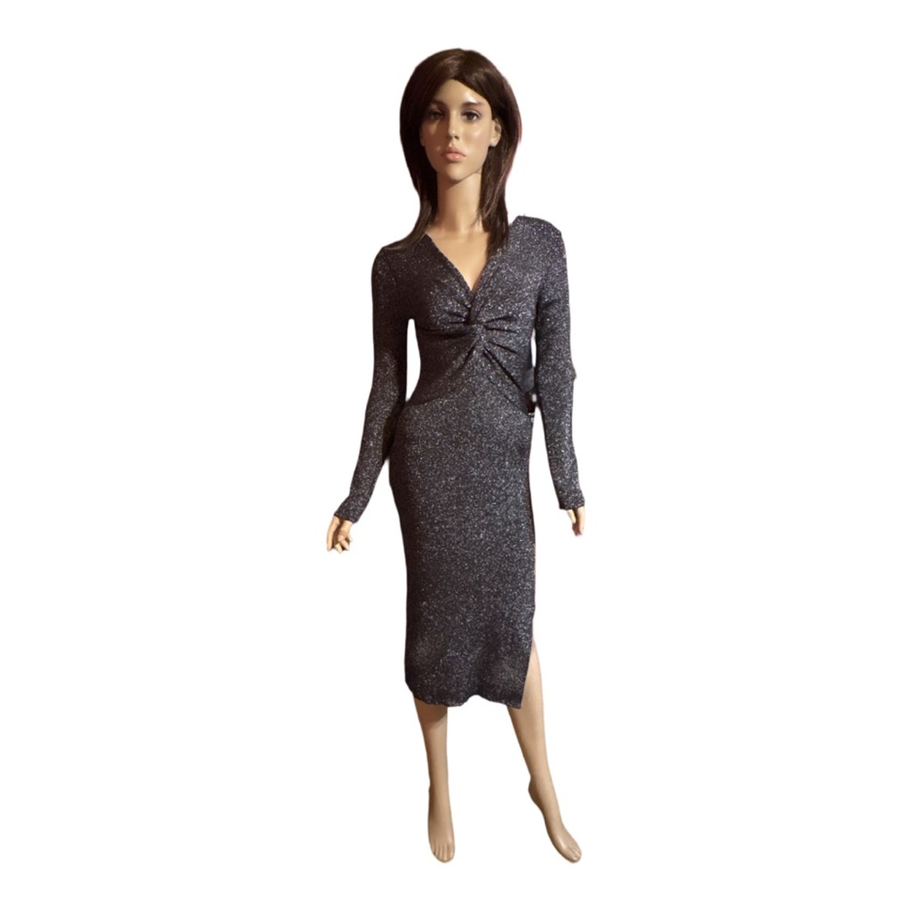 Sage Shimmering Black Long Sleeve Dress
